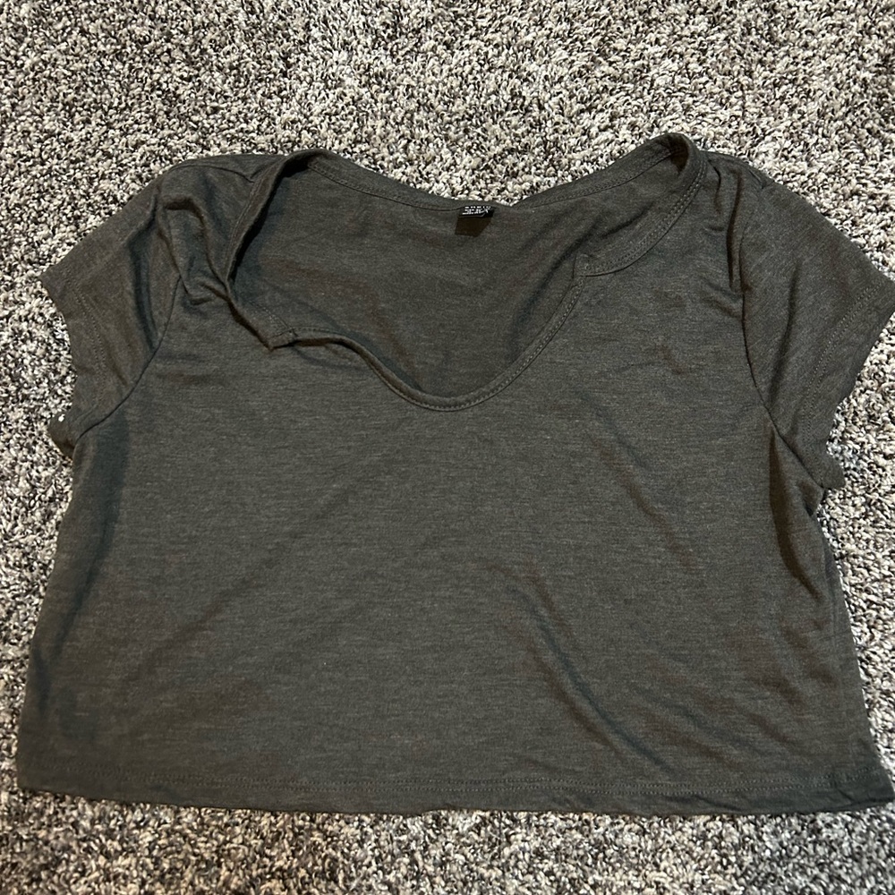 Grey Cropped Shirt